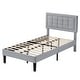 preview thumbnail 38 of 58, VECELO Tufted Upholstered Kids Bed with Adjustable Headboard,Twin Size Bed Set of 2