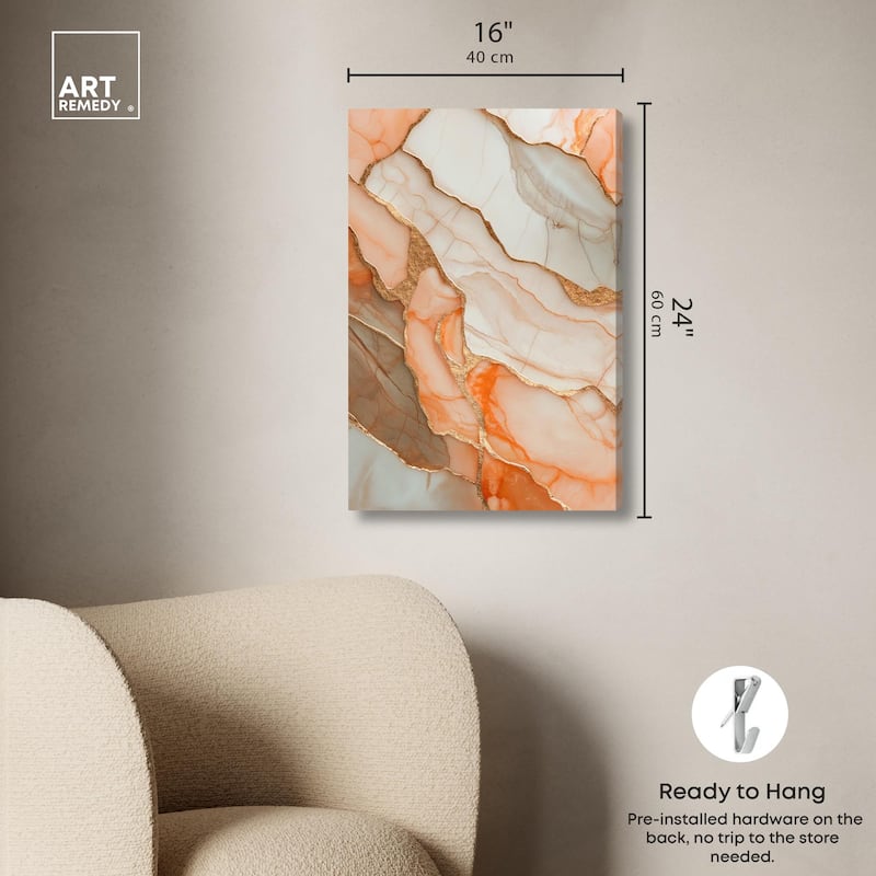 Peach Agate Flow Canvas by Art Remedy, Gallery Wrapped