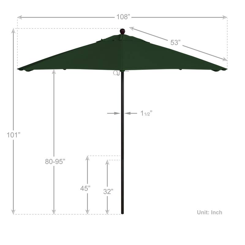 California Umbrella 9' Rd. Aluminum Frame, Fiberglass Rib Market Umbrella, Push Open, Bronze Finish, Pacifica Fabric
