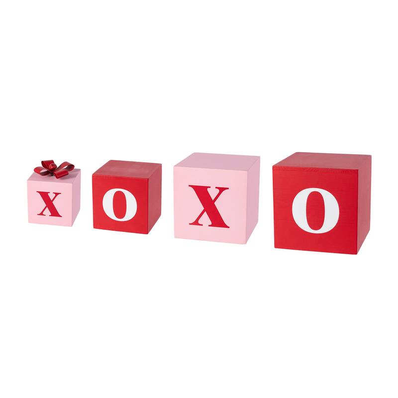 Glitzhome 25"H Valentine's Wooden Double-Sided XOXO & LOVE Boxed Porch Decor