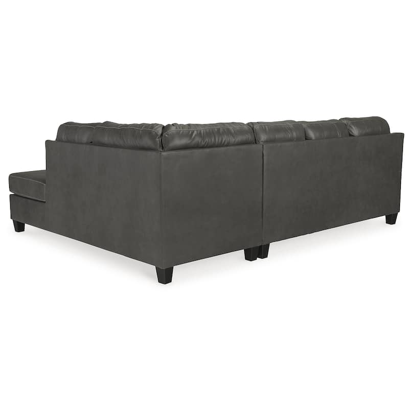 Signature Design by Ashley Valderno Black 2-Piece Sectional with Chaise - 112"W x 87"D x 39"H