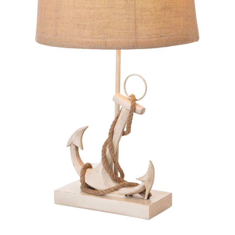 Lux Lighting Cream Anchor with Rope Coastal Table Lamps (Set of 2) 3-Way Switch
