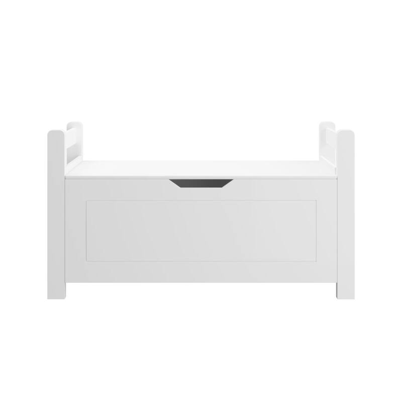 Anmytek Safety Flip Top Storage Bench Kids Bedroom Seat White Modern Organization Toy Storage