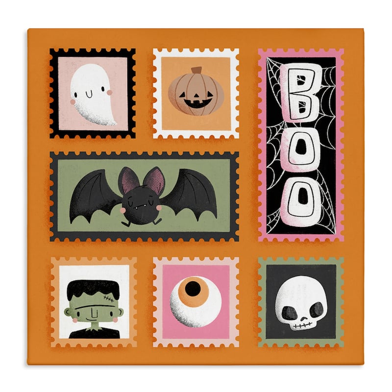 Stupell Spooky Cute Halloween Stamps Canvas Wall Art Design By Sarah Hickman - 30 x 30