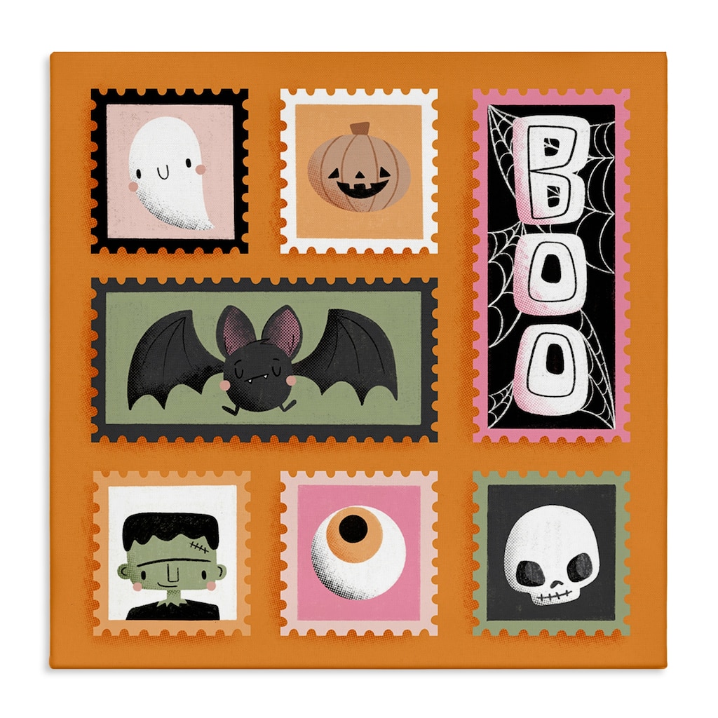 Stupell Spooky Cute Halloween Stamps Canvas Wall Art Design By Sarah Hickman