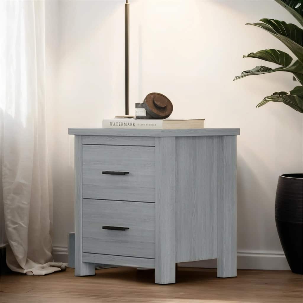 Wooden Nightstand with two Drawer, Large Storage Space
