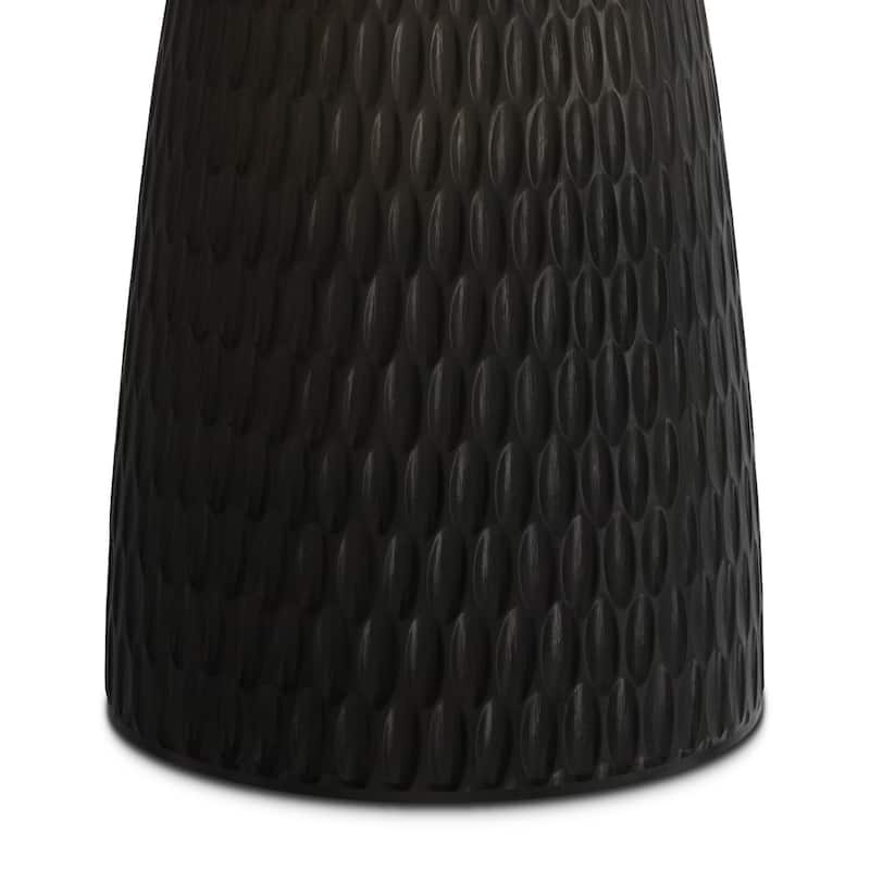 WYNDENHALL Violeta SOLID MANGO WOOD and Metal 16 inch Wide Round Contemporary Side Table in Black, Gold - 16" d x 16" w x 20" h