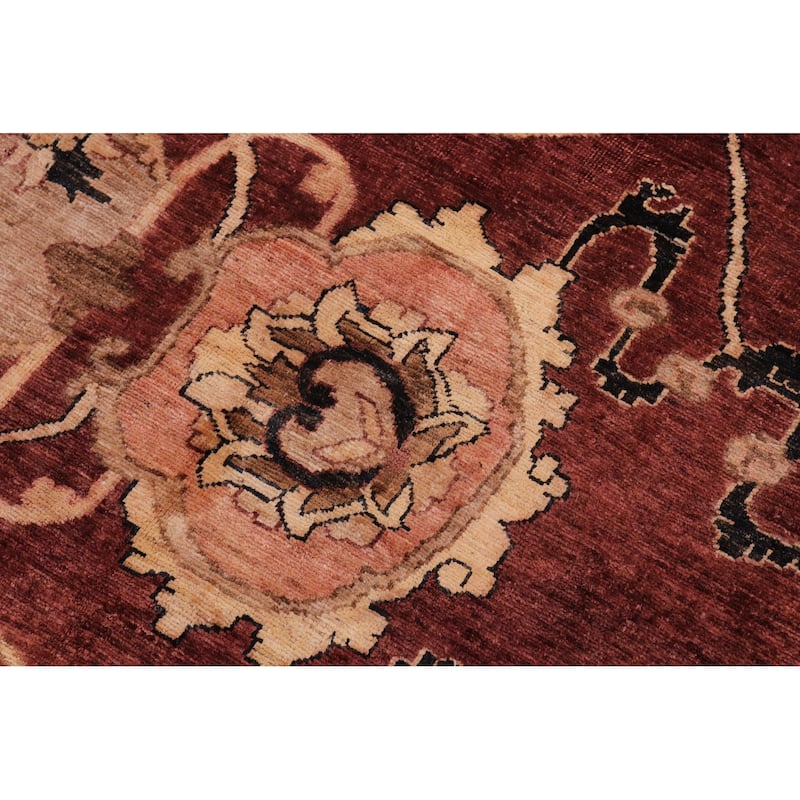 Rustic Heriz Ziegler Yolonda Aubergine Tan Hand-Knotted Rug - 12'2'' x 17'2''
