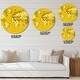 preview thumbnail 4 of 8, Designart 'Vintage Yellow Worldmap ' Oversized Global Wall CLock