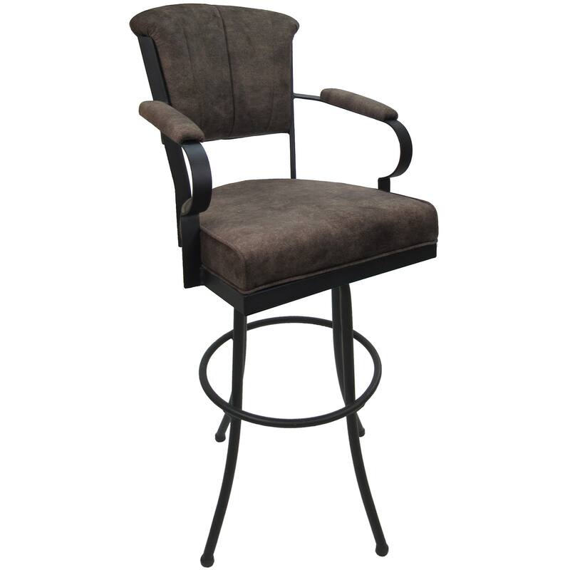 Miami Extra Tall 34" Spectator Metal Bar Stool on Noam Base - 34" Seat Height - Northwest Whiskey - Grey