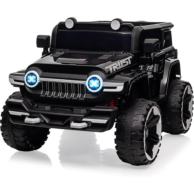 2 Seater Ride On Car with Remote Control, 4WD Off-Road Truck 12V Electric Battery Powered Ride On Toys - Black