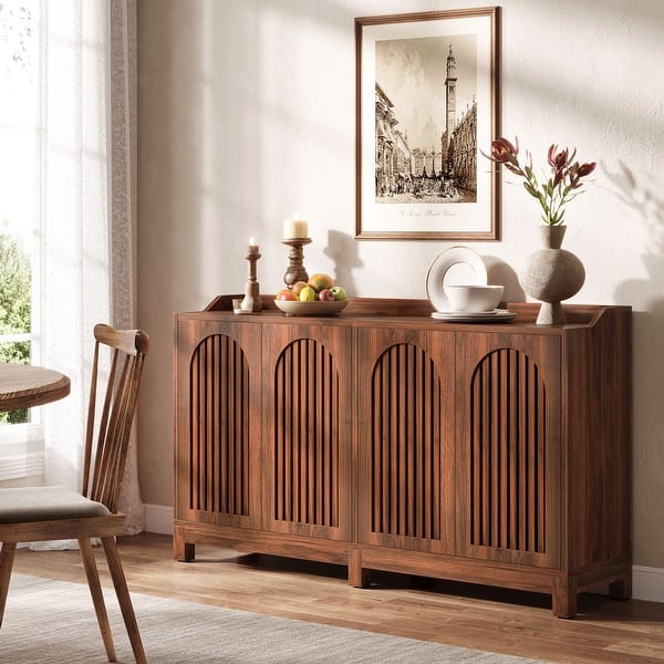 57" Buffet Cabinet with Storage, Sideboard Cabinet with Doors & Adjustable Shelves
