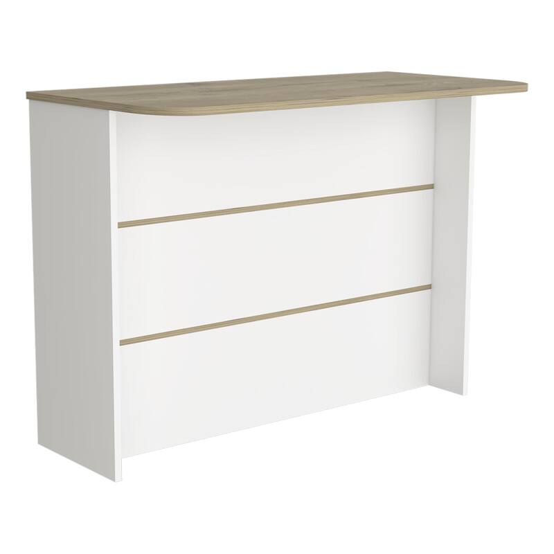Kitchen Island with Two-Tier Storage Shelf and Ample Workstation, White / Light Pine - White