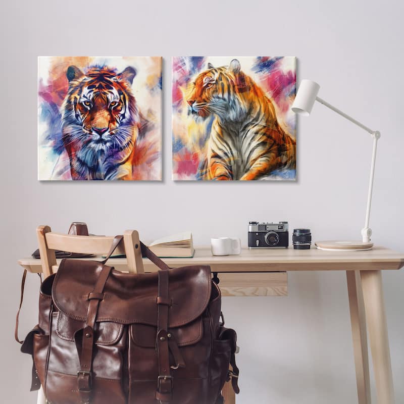 Stupell In The Wild Fierce Tiger Canvas Wall Art Design By Kim Allen (Set of 2)