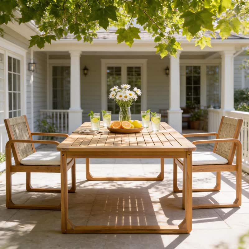 Christopher Knight Home Caspian Acacia Wood Patio Dining Table with Curved Leg