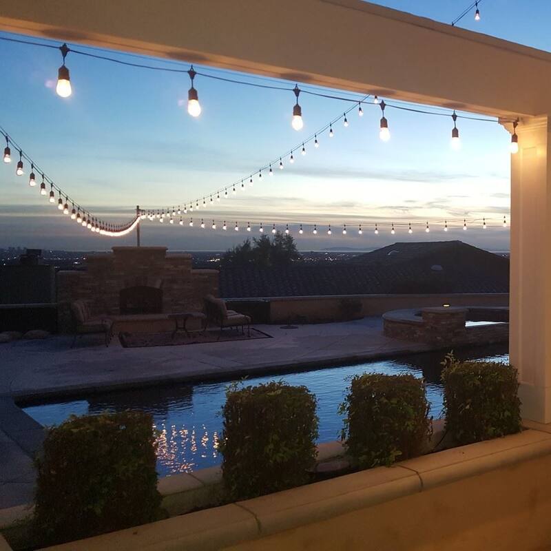 37.5 Foot S14 Edison Outdoor Patio String Lights, Market Lights