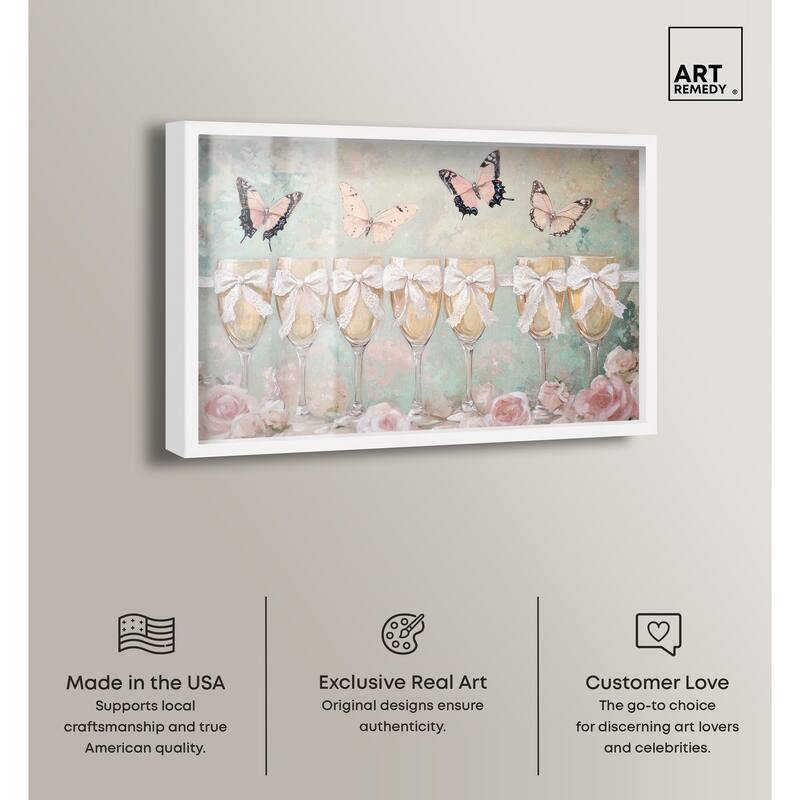 Champagne Mint and Pink Glass Shadowbox by Art Remedy