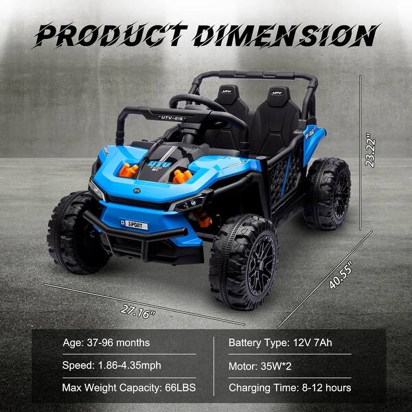 12V Electric UTV Car with Remote Control, Ride on Truck with Toy Storage