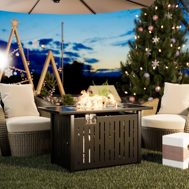 Furniwell 43" Fire Pit Patio Propane Gas Fire Pit Table 50000 BTU Fire Table - 43 inch