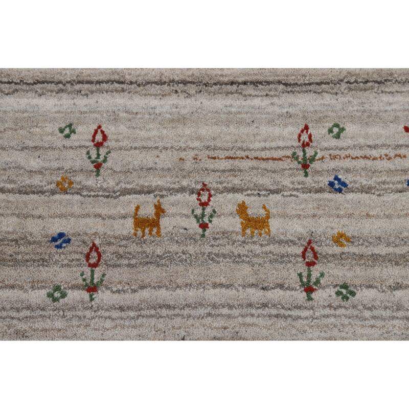 Striped Gabbeh Oriental Area Rug Handmade Wool Carpet - 7'9" x 9'8"