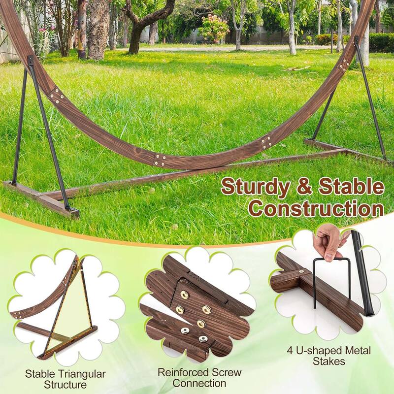 Round Wedding Arch Wooden Backdrop Stand w/ Triangular-Shaped Base