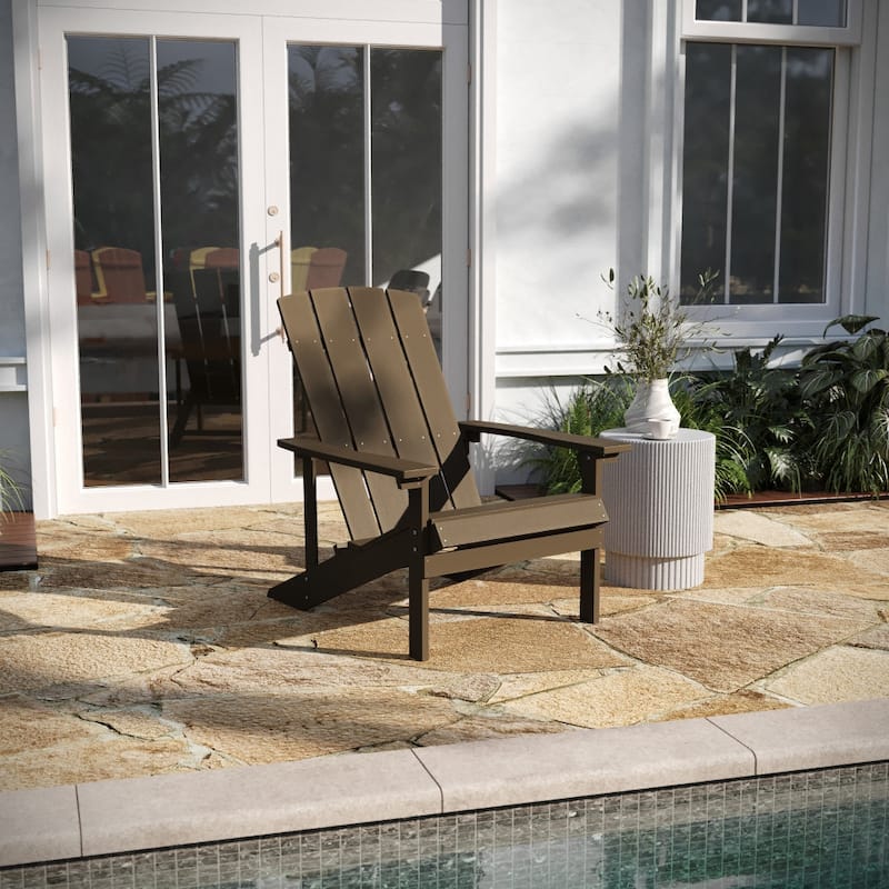 Outdoor All-Weather Poly Resin Wood Adirondack Chair - Mahogany