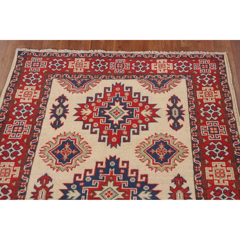 Traditional Kazak Accent Rug Handmade Wool Carpet - 3'5"x 5'1"