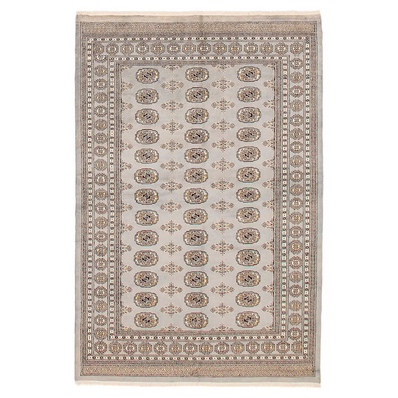 Finest Peshawar Bokhara Grey Rug 5'6" x 8'2" - 5'6 x 8'2 - Grey - 5'6 x 8'2