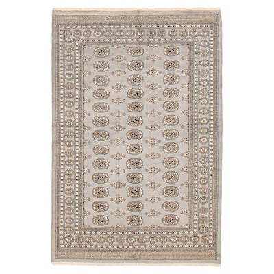 Finest Peshawar Bokhara Grey Rug 5'6" x 8'2" - 5'6 x 8'2