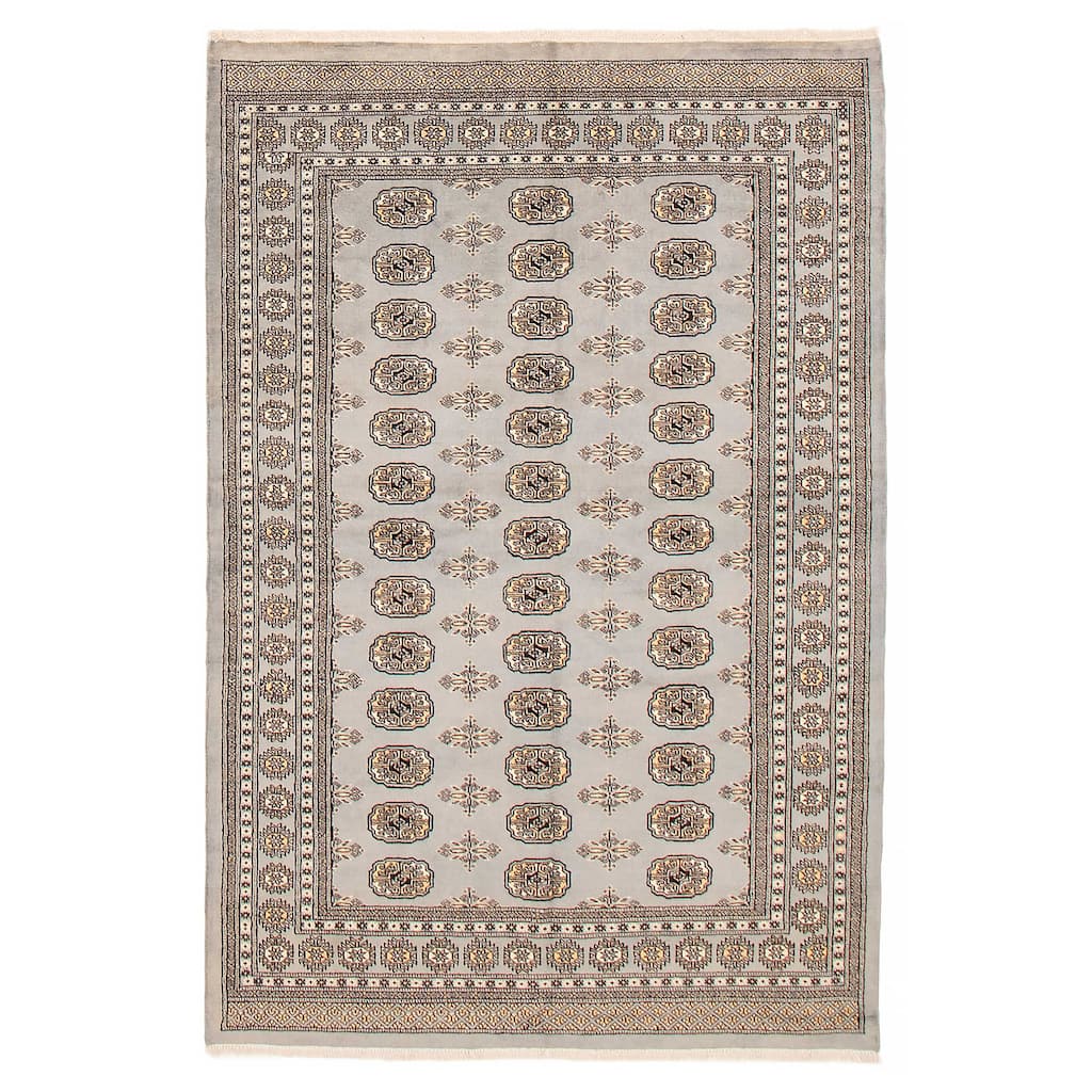 Finest Peshawar Bokhara Grey Rug 5'6" x 8'2" - 5'6 x 8'2