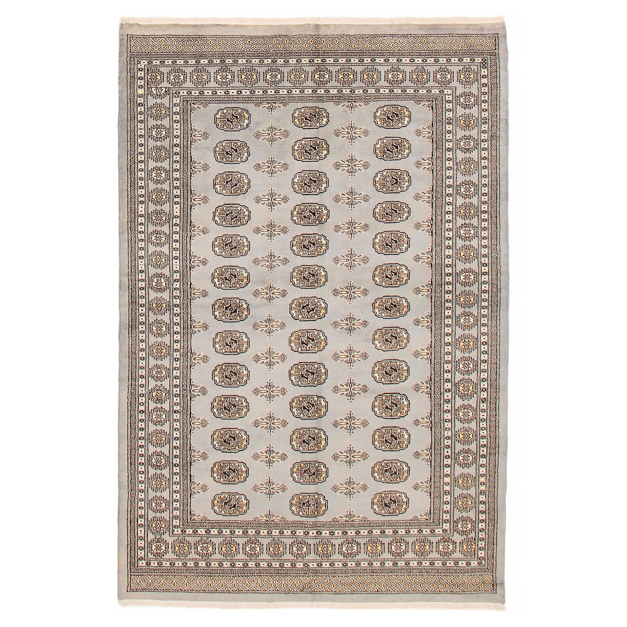 Finest Peshawar Bokhara Grey Rug 5'6" x 8'2" - 5'6 x 8'2