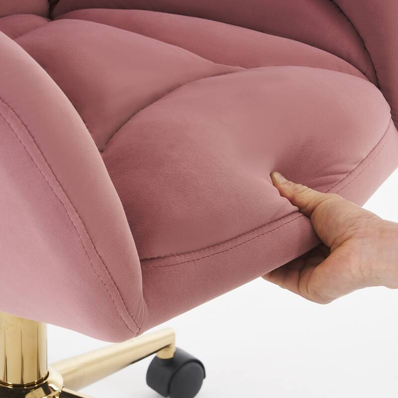 360 Swivel Fabric Home Office Chair With Gold Metal Base