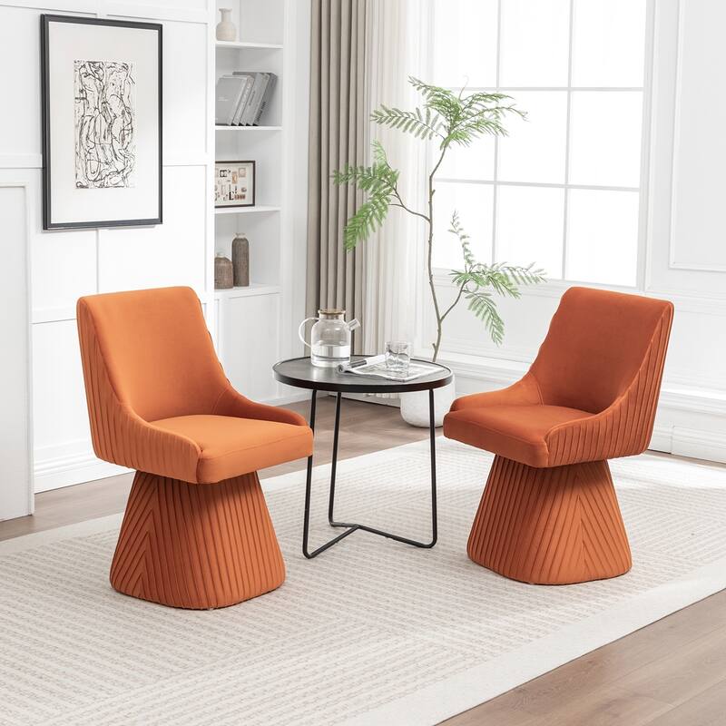 SEYNAR Modern Velvet 360 Degree Swivel Armless Dining chair Set of 2