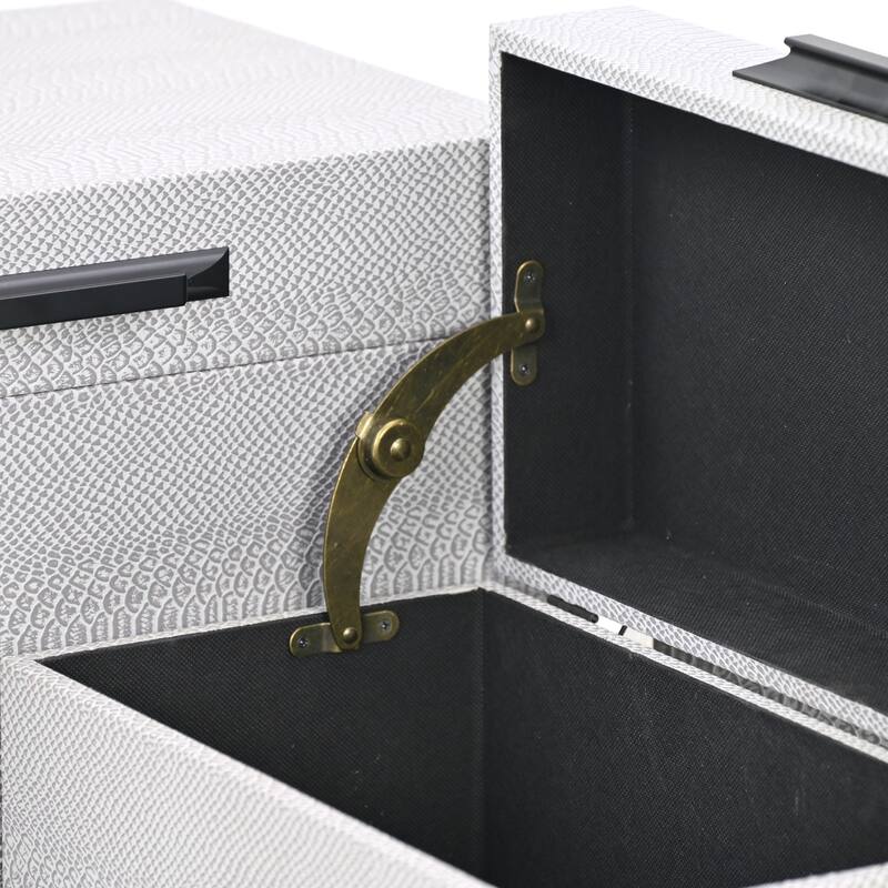 Anouk Set of 3 Rectangular Decorative Storage Trunks - Gray Faux Snakeskin - N/A
