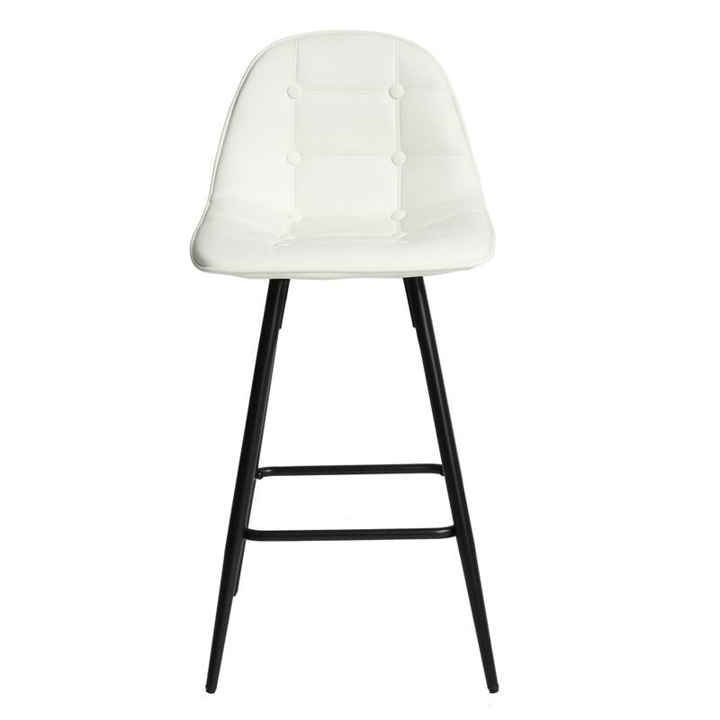 2-Pieces Metal Counter Height Barstools with Back and Footrest