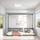 preview thumbnail 2 of 25, Full Size Canopy Frame Floor Bed with Fence and Guardrails, Grey