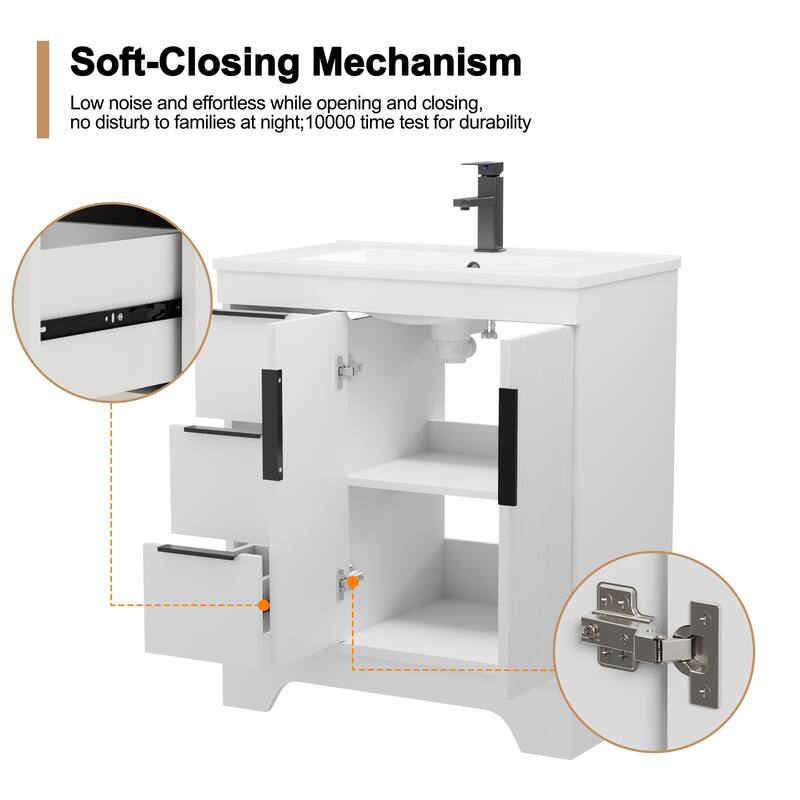 Vertical Stripes Bathroom Vanity Set with Sink Top & Faucet