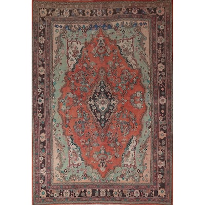 Hamedan Persian Vintage Area Rug Hand-Knotted Wool Carpet - 7'0"x 9'9"