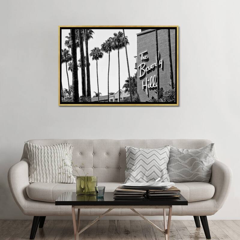 iCanvas "Black California Series - The Beverly Hills Hotel" by Philippe Hugonnard Framed Canvas Print
