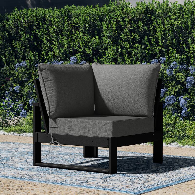 Polytrends Endless Patio Deep Seating Corner Chair with Black Frame