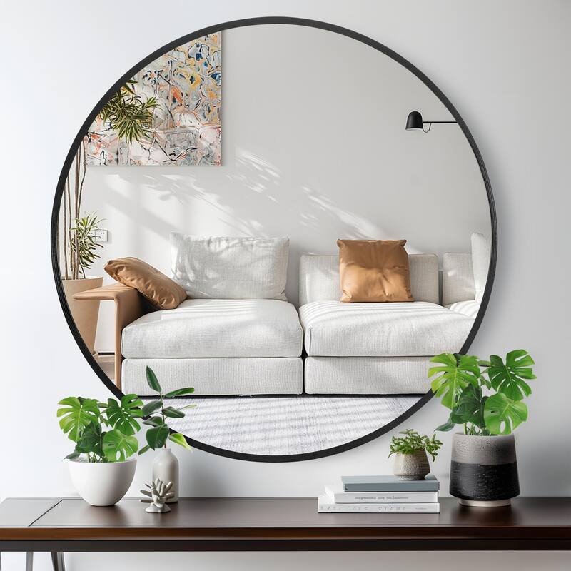 Large Round Mirror Wall Decor for Bathroom and Home, Metal Frame