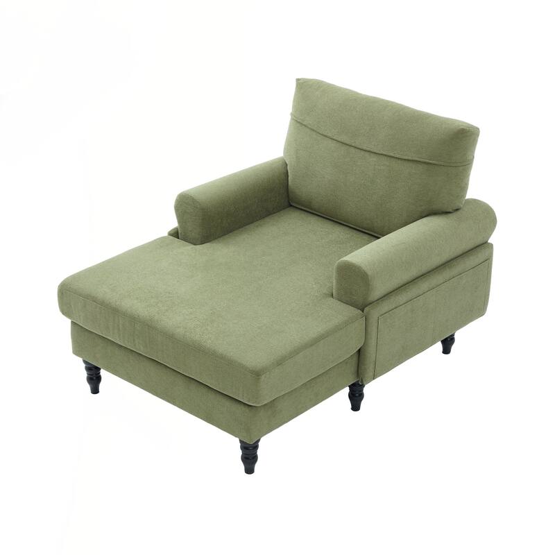 Modern Minimalist Chenille Fabric Chaise Lounge Recliner Single Sofa Living Room Bedroom