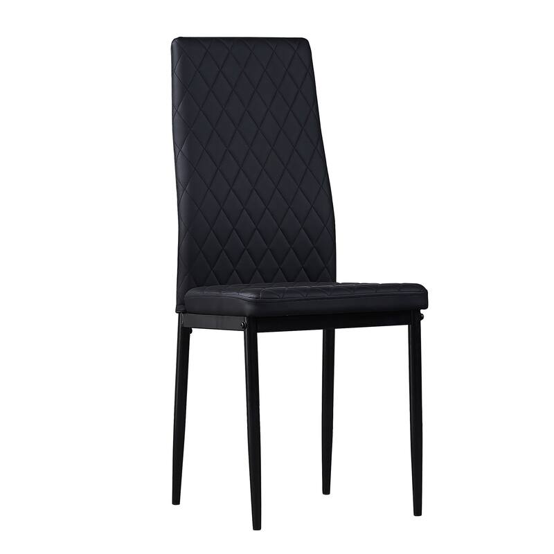 Modern Dining Chair Set of 6 Fireproof Leather, Metal Pipe Frame