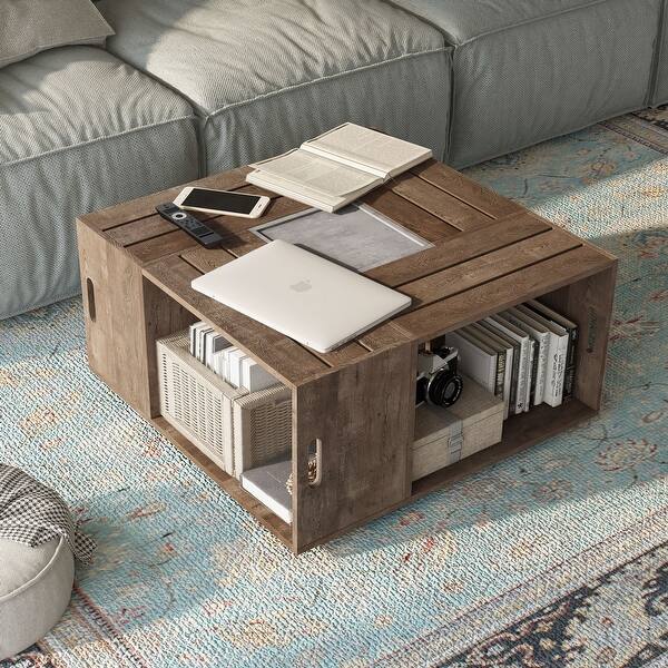 Terri Rustic Reclaimed Oak Finish Coffee Table On Sale Overstock 31047812