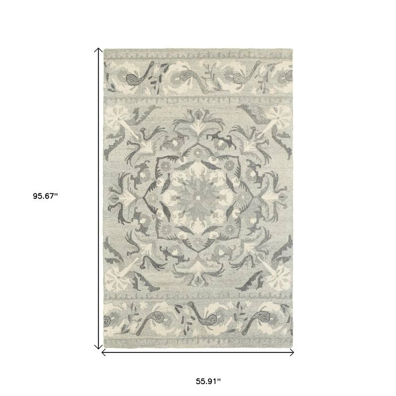 HomeRootsFloral Scandinavian Rectangle Area Rug