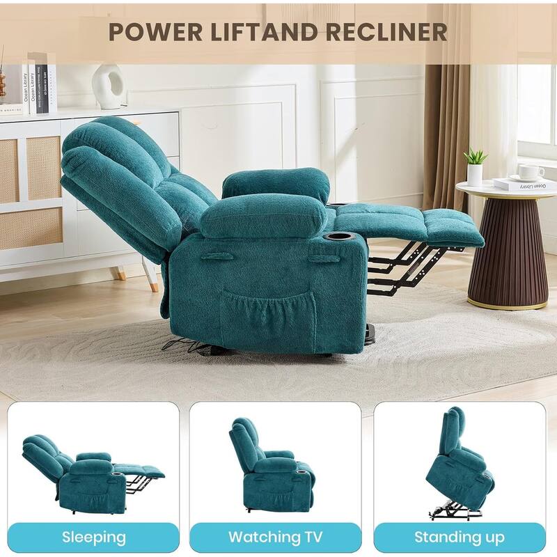 150°Adjustable Lay Flat Power Lift Recliner Sofa Chair for Elderly, Living Room