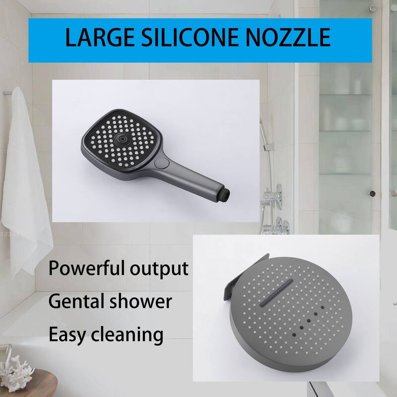 Modland 3-Function Shower System - Gunmetal/Matte Black, Bathtub Spout, 10-Grade Salt Spray