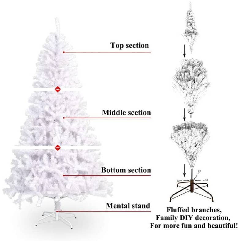 Eureka 7.4ft White Christmas Tree, Snowy Xmas Hinged Spruce Full Tree
