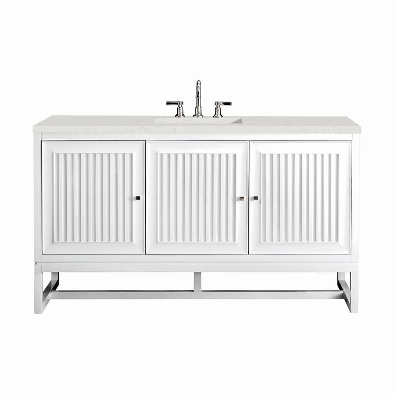 James Martin Vanities E645-V60S-3LDL Athens 60" Single Basin Poplar - Glossy White - Painted