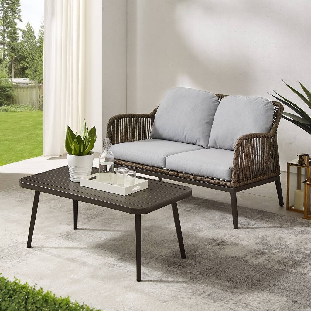 Haven 2Pc Outdoor Wicker Conversation Set - 75"D x 48"W x 29.75"H